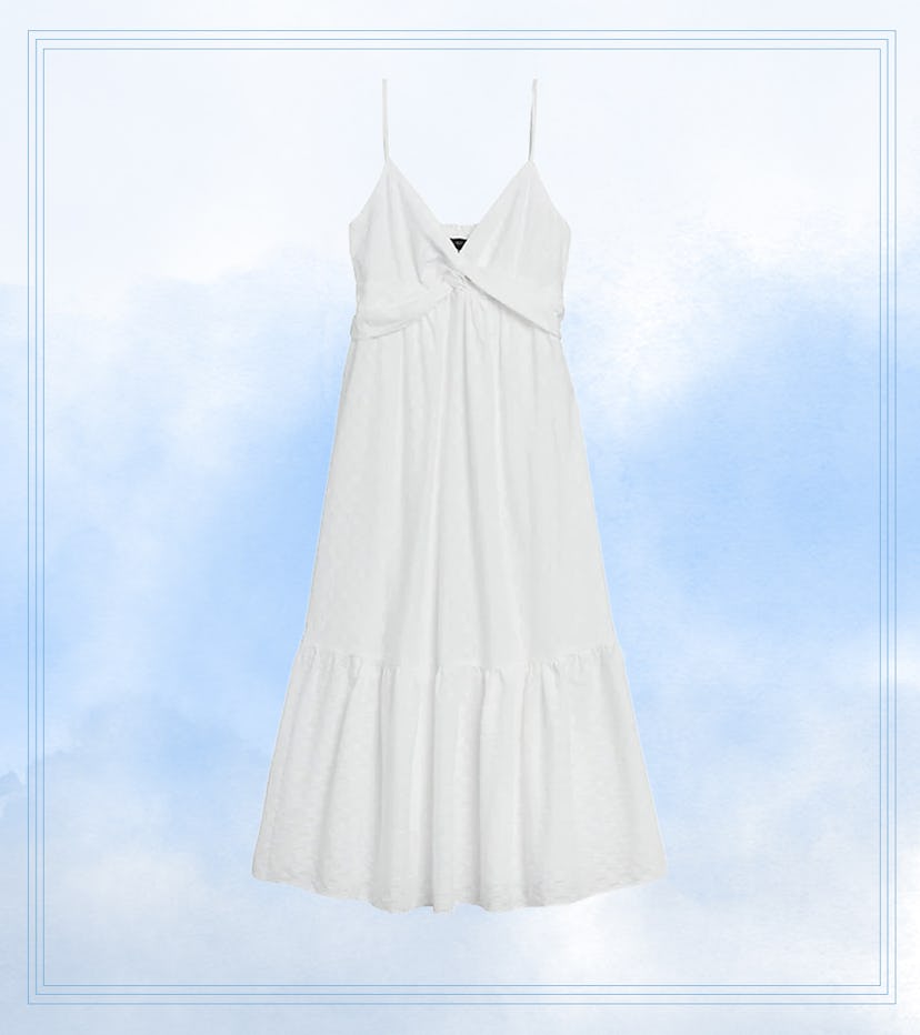 Textured Cotton Twist-Front Maxi Dress