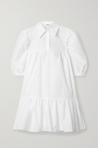 Avavav Gathered Ruffled Cotton-Poplin Mini Dress