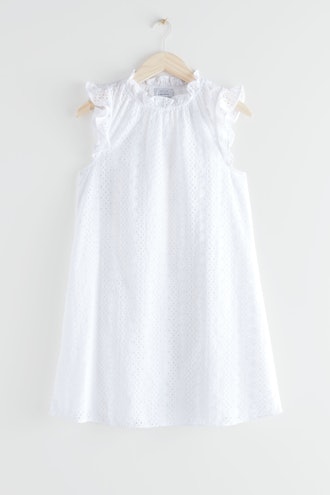 & Other Stories Frilled Broderie Anglaise Mini Dress
