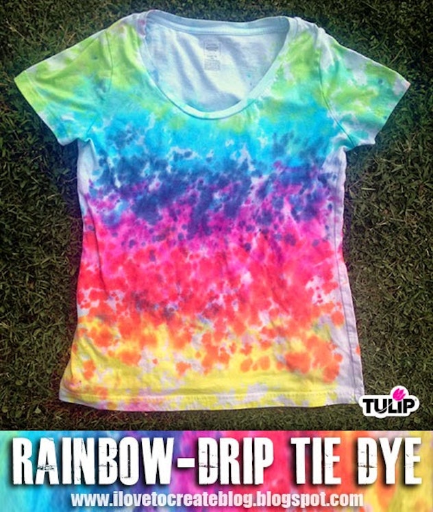 rainbow drip tie dye shirt, pride crafts