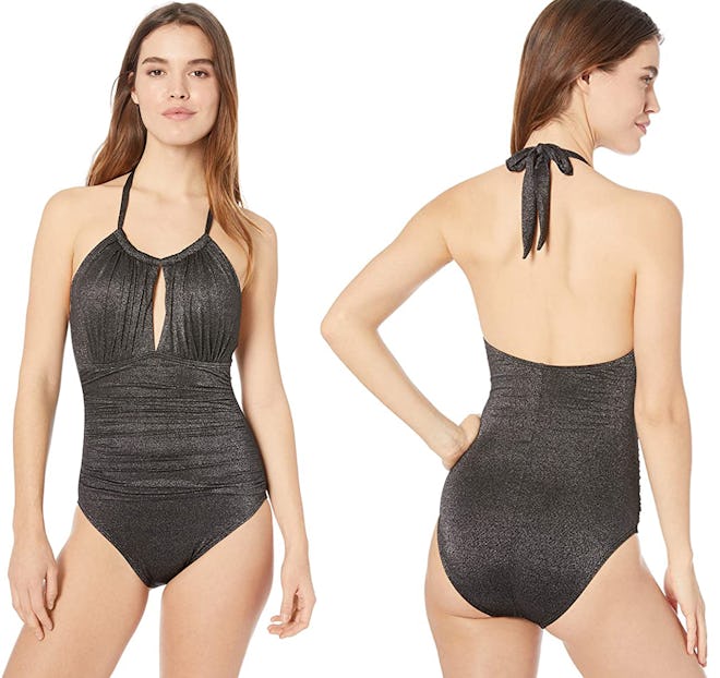 Kenneth Cole New York High Neck Keyhole One Piece Swimsuit