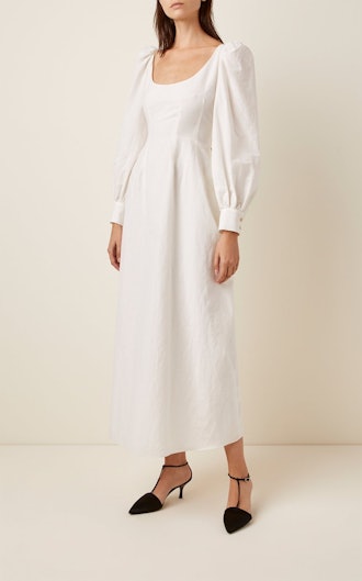 Bow-Detailed Cotton-Blend Maxi Dress