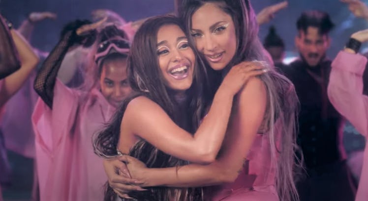 A screenshot from Lady Gaga and Ariana Grande's "Rain On Me" video.