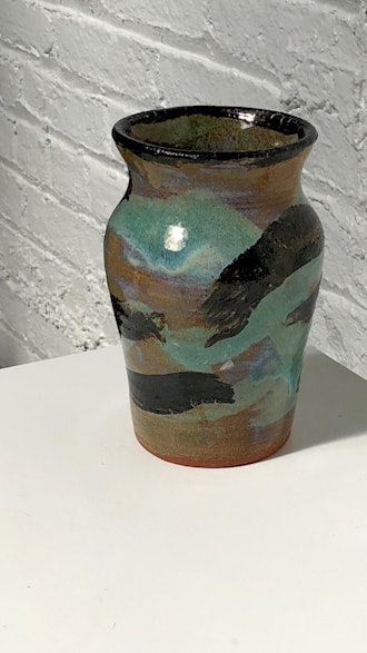 Vintage Handmade Multicolor Painted Ceramic Vase