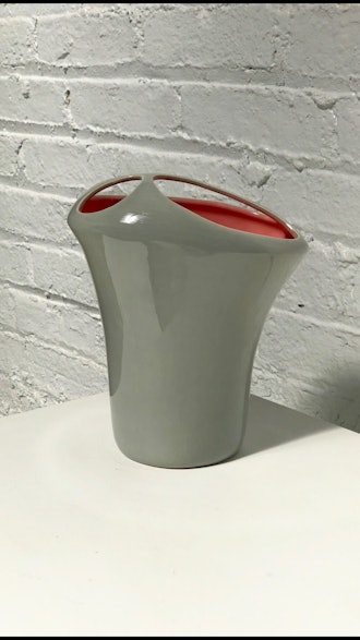 Vintage Grey & Pink Ceramic Vase
