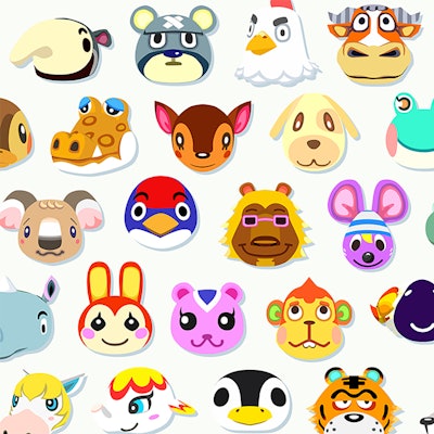 Collage of Animal Crossing character faces