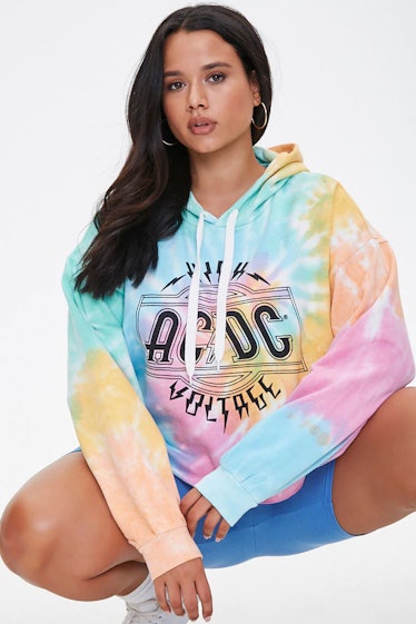 Forever 21 Plus Size Boxy Tie-Dye ACDC Hoodie