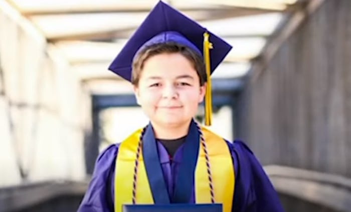 A 13-year-old boy just graduated college with four degrees.