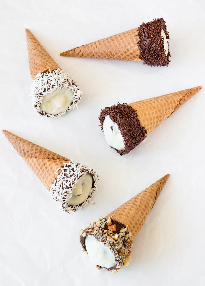 sugar cones filled with a ricotta filling