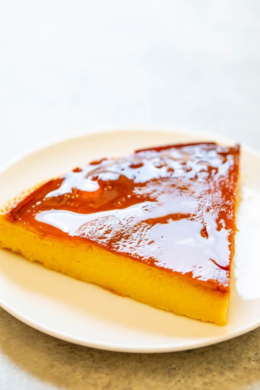 creamy flan covered in rich caramel