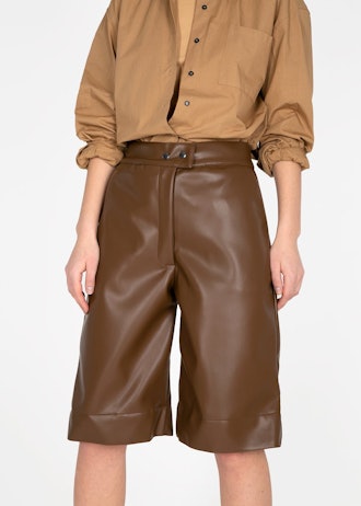 Brown Leather Trouser Shorts