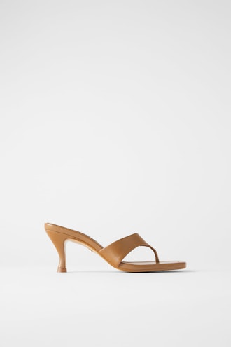 Zara Heeled Leather Square Toe Sandals