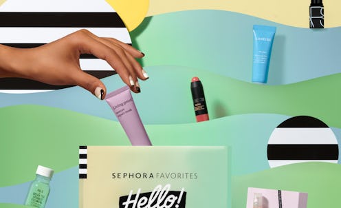 Product samples inside Sephora Favorites Hello! Beauty Icons set.