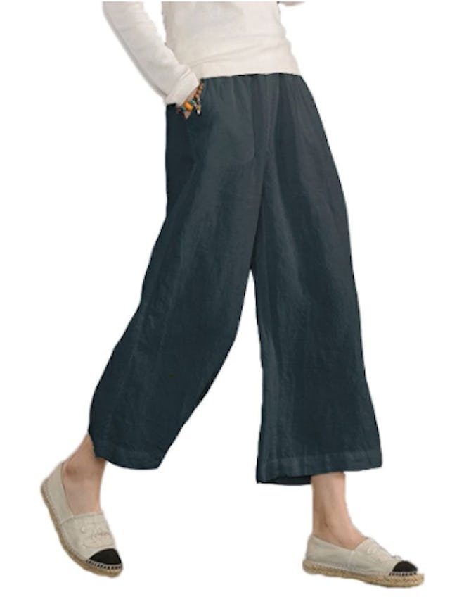 Ecupper 100% Linen Ankle Pants 