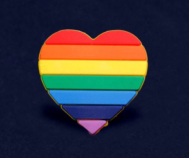 Silicone Rainbow Heart Pin
