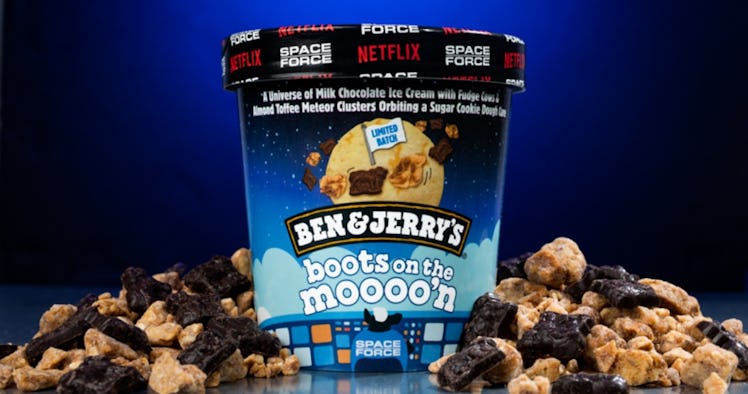 Ben & Jerry's Boot on the Moooo'n "Space Force" ice cream flavor is a sweet take on cookie dough.