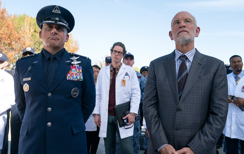STEVE CARELL as GENERAL NAIRD and JOHN MALKOVICH as DR. ADRIAN MALLORY in SPACE FORCE