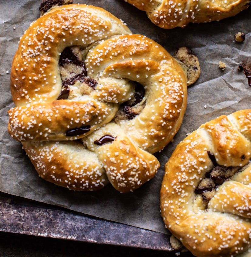Half Baked Harvest's soft pretzels recipe is stuffed with chocolate chip cookie dough. 