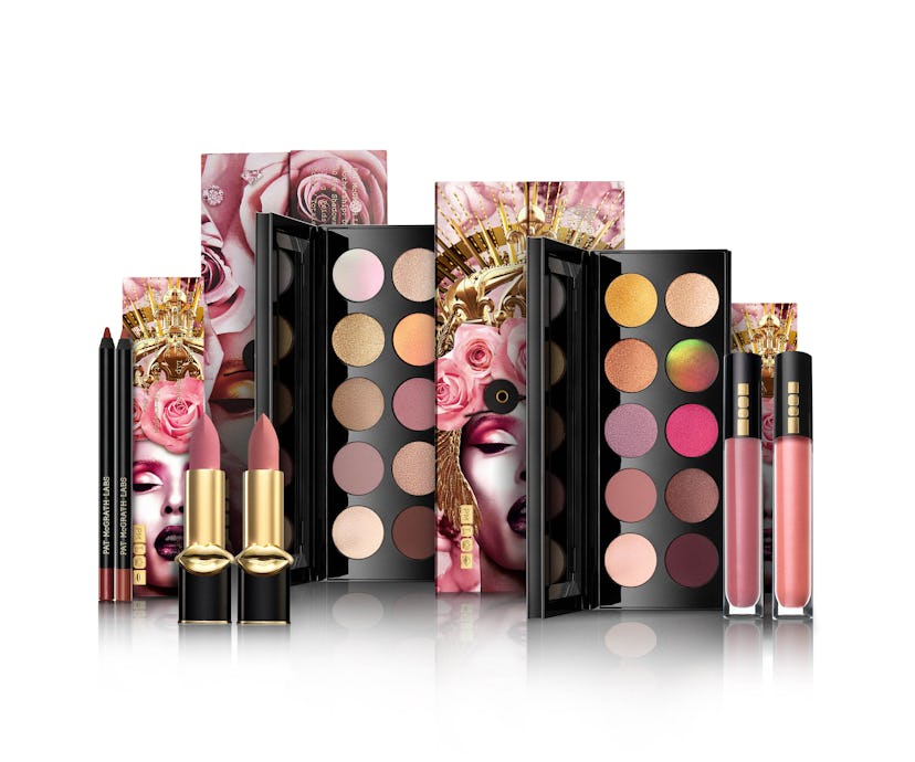 Eyeshadow palettes, lip sticks, lip glosses, and lip liners from Pat McGrath Labs' new DIVINE ROSE c...