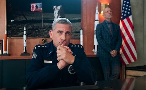 STEVE CARELL as GENERAL NAIRD and JOHN MALKOVICH as DR. ADRIAN MALLORY in SPACE FORCE Season 1