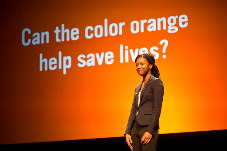 Gun safety activist Nza-Ari Khepra speaking at a conference.