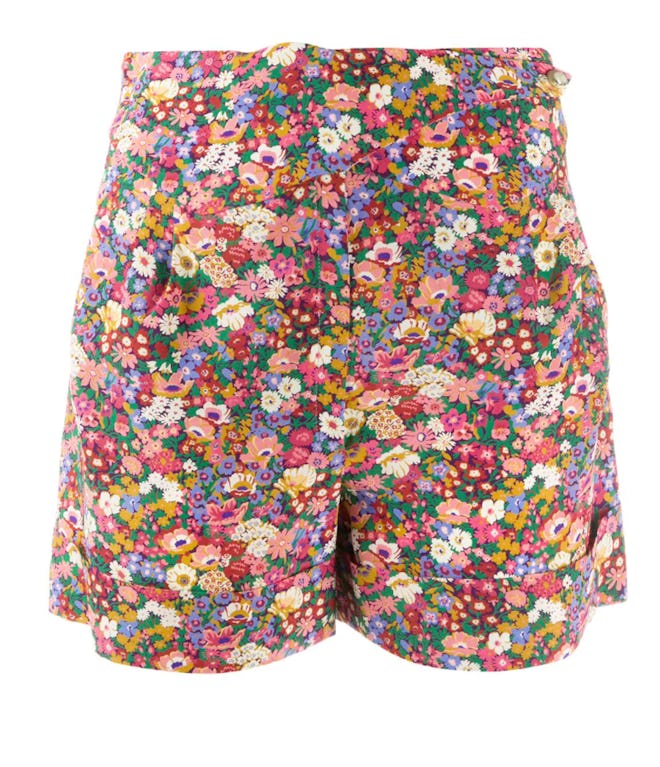 Floral Print Silk Shorts