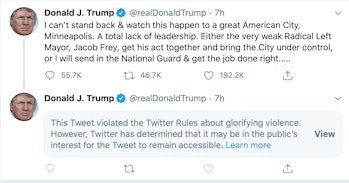 Twitter Hid Trump S Tweet For Glorifying Violence It S Still Not Enough