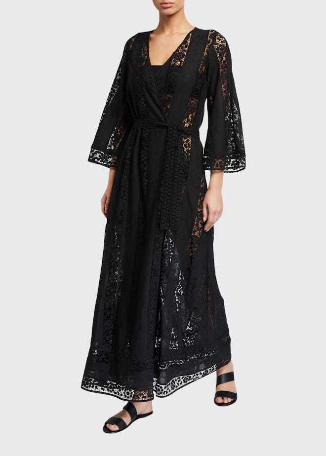 Lucinda Embroidered Lace Belted Coverup
