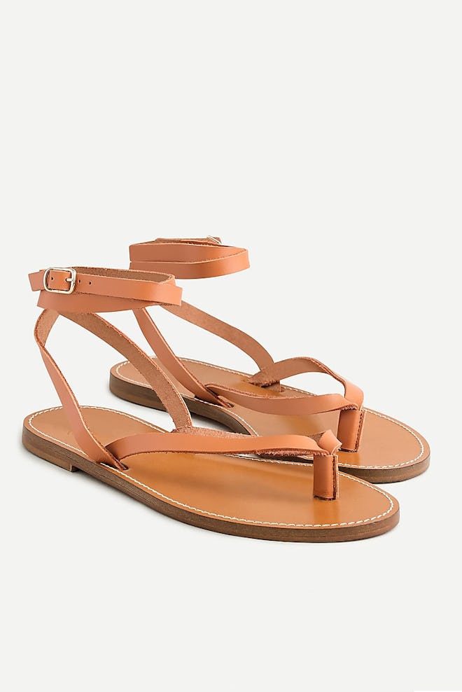 J.Crew Leather Ankle-Wrap Thong Sandals
