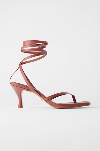 Zara Heeled Leather Square Toe Sandals