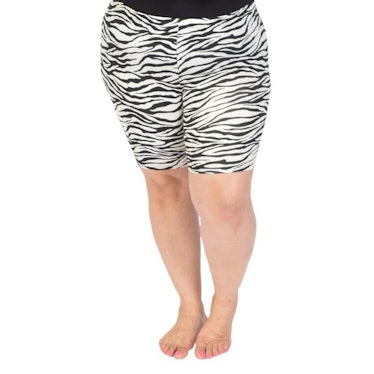 Women's Plus Size Stretch Print Bike Shorts in Zebra