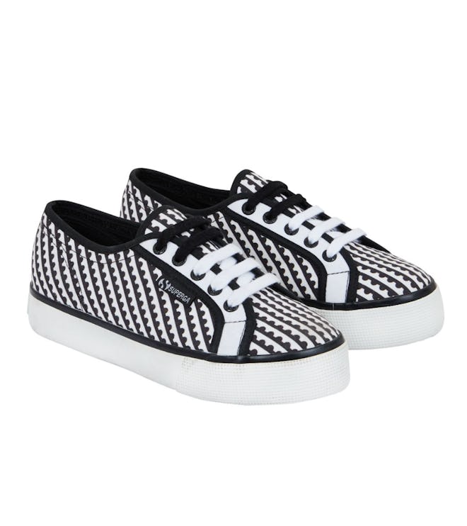 Canvas Trainers Black And White Perforation