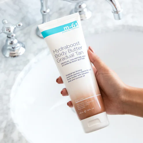 M-61's Hydraboost Gradual Tan Body Butter is back in stock after selling out in February