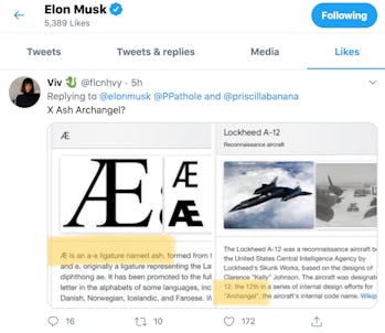 Elon Musk And Grimes Baby Name X Ae A 12 May Have Hidden Aviation Meaning