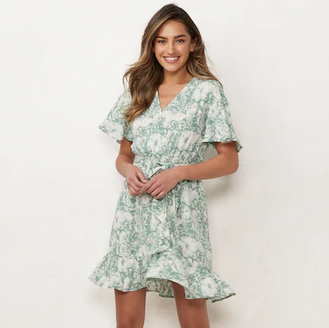 Petite LC Lauren Conrad Ruffle Faux-Wrap Dress