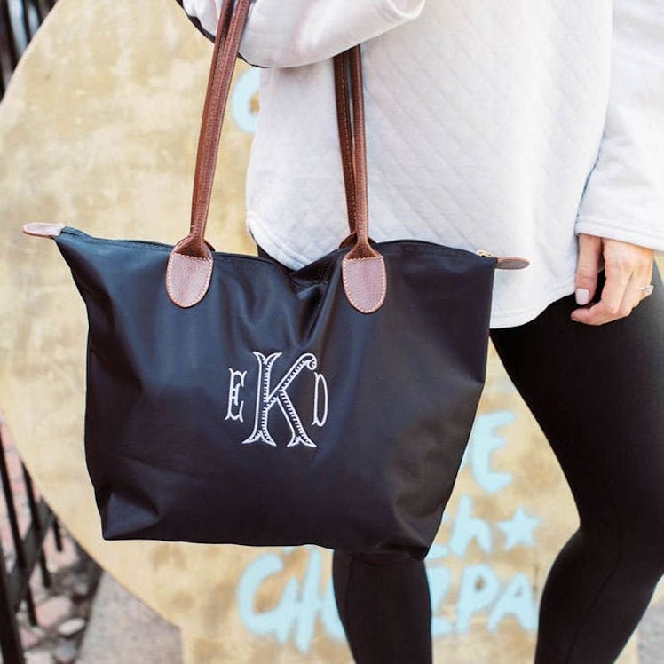 SEmbroideredBoutique Monogrammed Nylon Small Size Tote