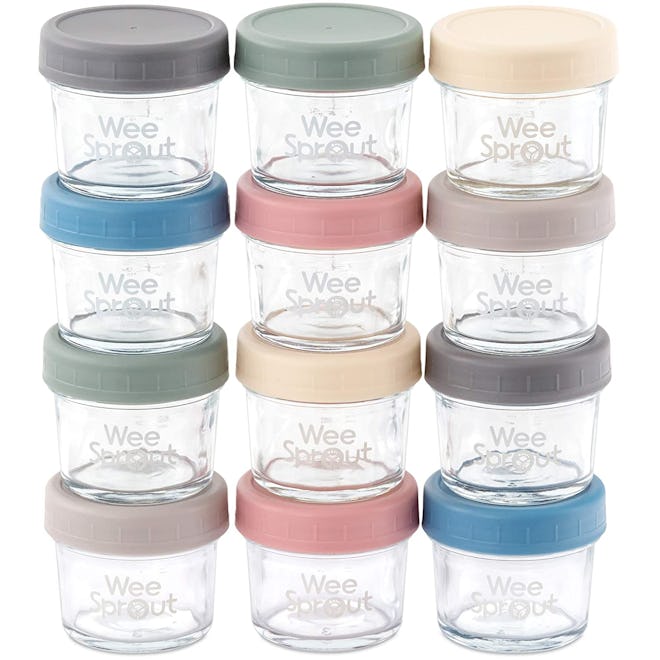 WeeSprout Glass Baby Food Storage Containers (Set of 12)