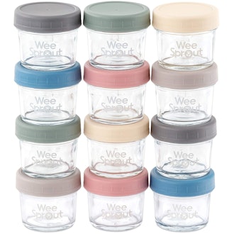 WeeSprout Glass Baby Food Storage Containers (Set of 12)