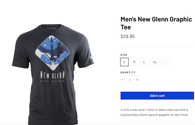 A graphic tee promoting New Glenn, Blue Origin's Air Force project.