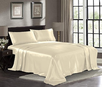 Pure Bedding Satin Bed Sheet Set (4-Pieces)