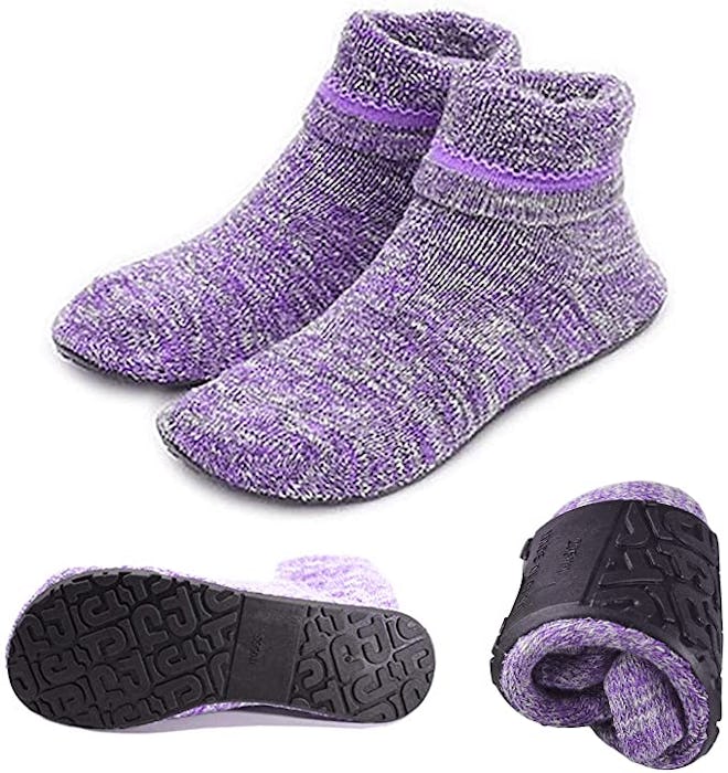 Aiyue Nonslip Fuzzy Slipper Socks with Waterproof Soles
