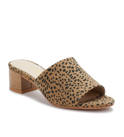 Cheetah Block Heel Slide