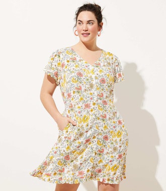 Loft Plus Garden Ruffle Pocket Dress