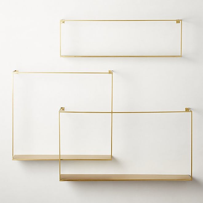 Antiqued Brass Floating Shelves (Set of 3)