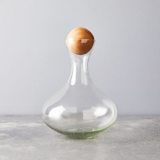 Recycled Glass Decanter with Wood Stopper