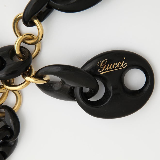 VINTAGE GUCCI GOLD AND WOOD NECKLACE