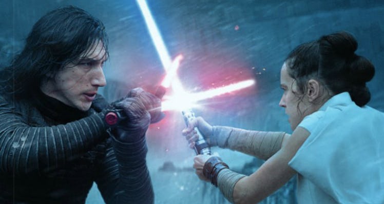 Kylo and Rey lightsaber face off