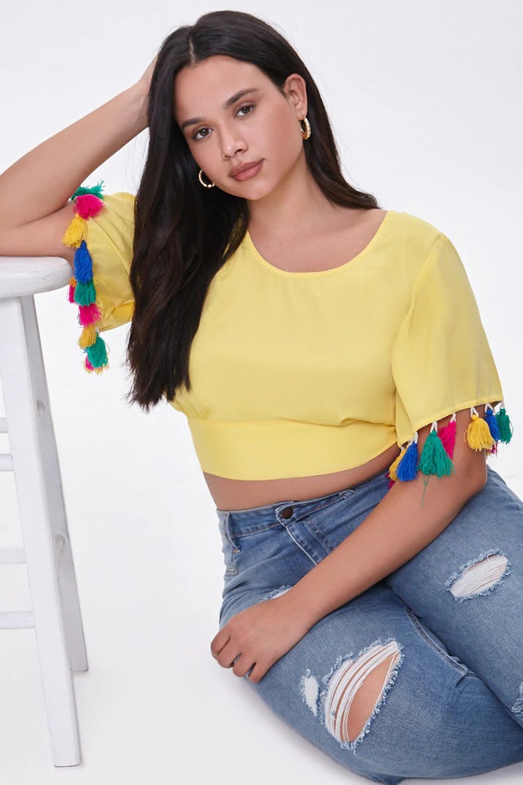 plus size yellow crop top