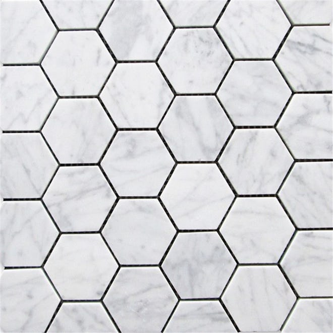 Carrara White 2 inch Hexagon Mosaic Tile Honed