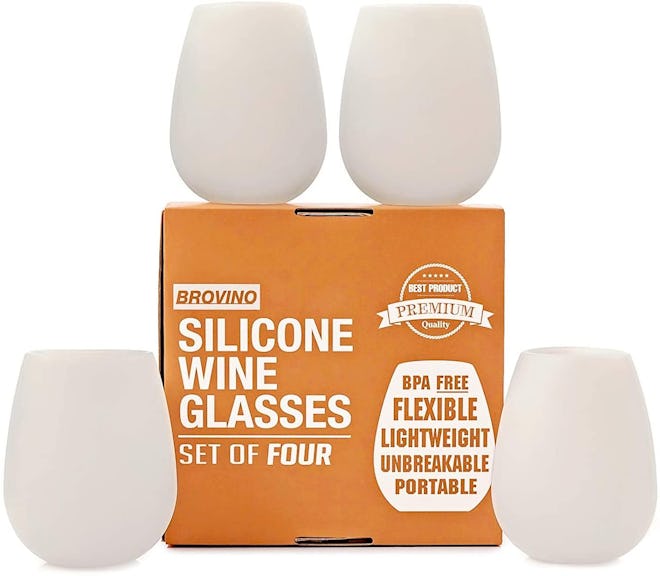 Brovino Silicone Wine Glasses (4-Pack, 14 Ounces)